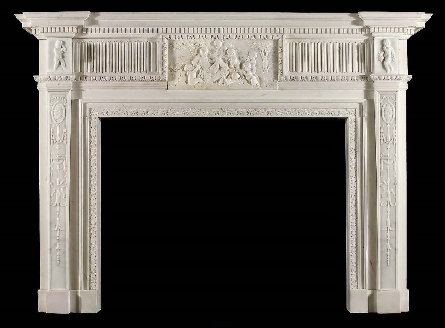 Hand carved marble fire surround